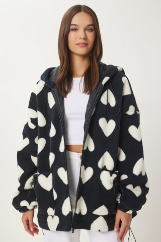 Casaco com capuz - Preto e branco