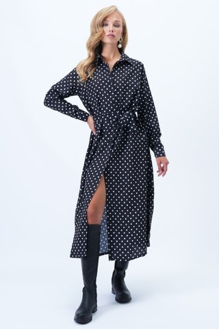 Vestido-camisa regular - Preto