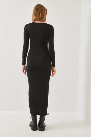 Vestido comprido regular - Preto