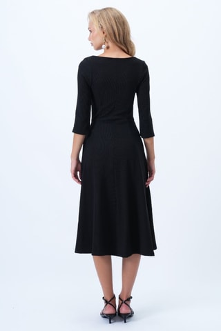 Vestido midi regular - Preto