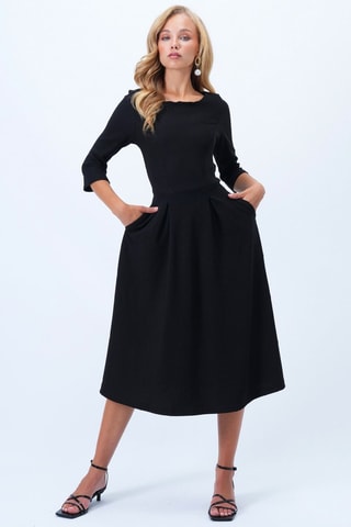 Vestido midi regular - Preto