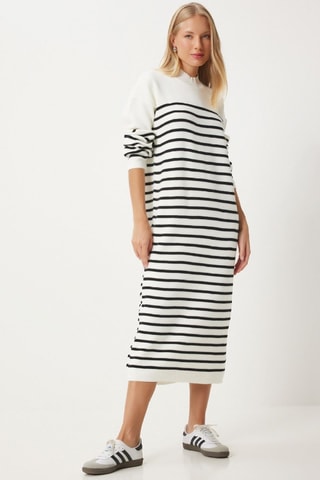 Vestido-camisola em lã - Cru