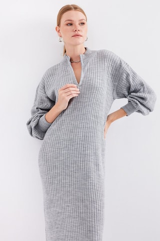 Vestido-camisola - Cinzento