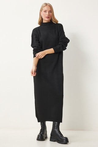 Vestido-camisola em lã - Preto