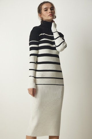 Vestido-camisola - Preto e cru