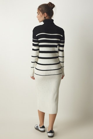 Vestido-camisola - Preto e cru