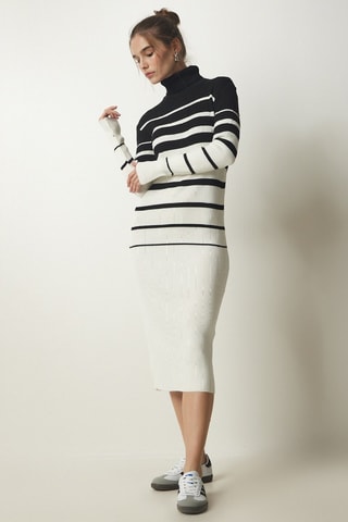 Vestido-camisola - Preto e cru