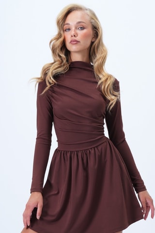 Vestido estilo patinadora - Castanho