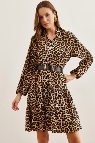 Vestido estilo patinadora - Bege e preto