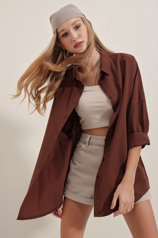 Camisa oversize - Castanho