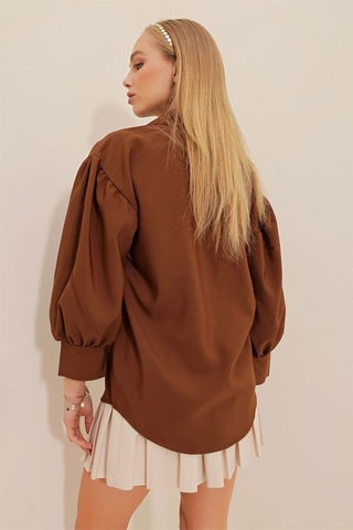 Camisa oversize - Castanho