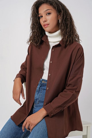 Camisa oversize - Castanho