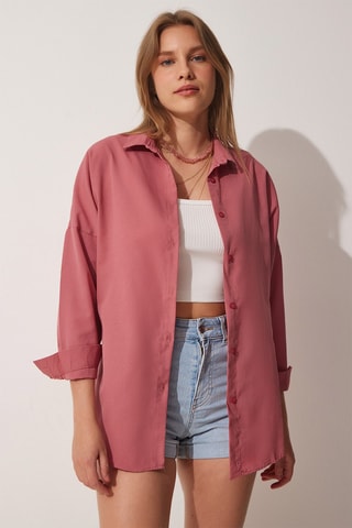 Camisa oversize - Rosa-velho