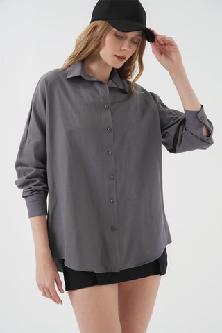 Camisa oversize - Cinzento