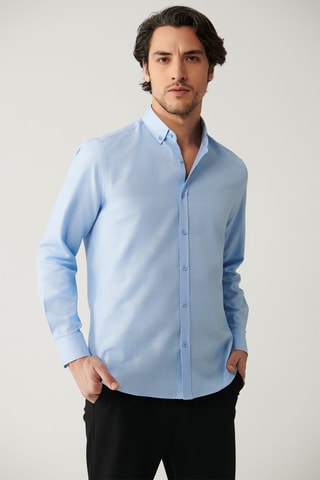Camisa regular - Azul claro