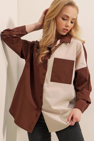 Camisa regular - Castanho