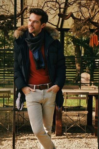 Blusão com capuz - Azul-marinho