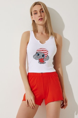 Pijama - Branco e laranja