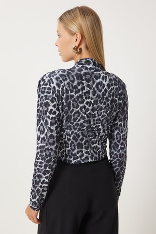 Blusa regular - Cinzento e preto