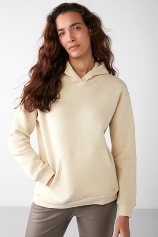Sweat com capuz relaxed - Bege