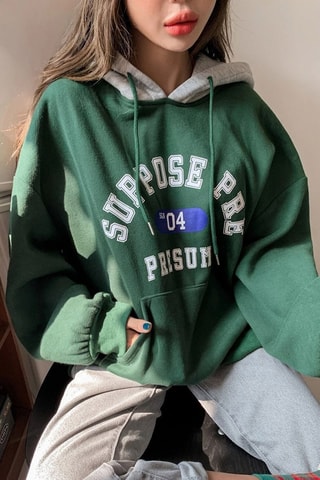 Sweat oversize com capuz - Verde