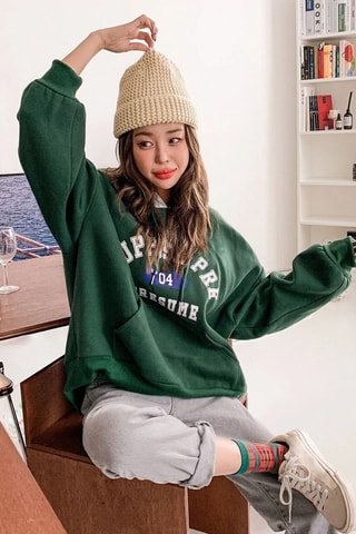 Sweat oversize com capuz - Verde