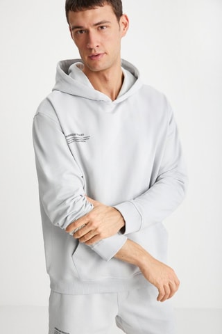 Sweat com capuz polar - Cinzento-claro