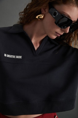 Sweat curta em algodão biológico - Preto