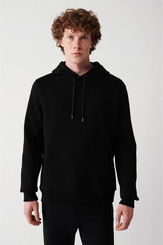 Sweat regular com capuz - Preto
