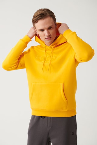 Sweat regular com capuz - Amarelo