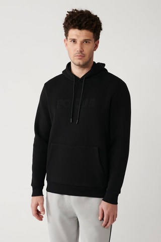 Sweat regular com capuz - Preto
