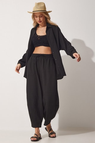 Camisa e calças em linho - Preto