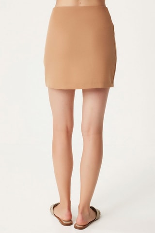 Minissaia de cintura subida - Bege