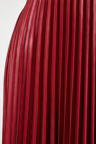 Saia plissada de cintura subida - Vermelho