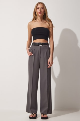 Calças wide legs - Cinzento