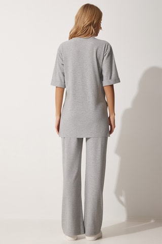 Top e calças wide legs - Cinzento-claro