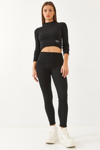 Crop top e leggings - Preto