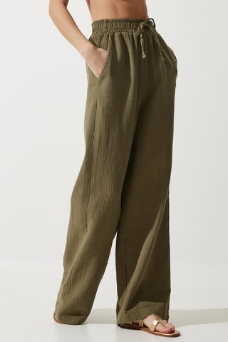 Calças palazzo - Caqui