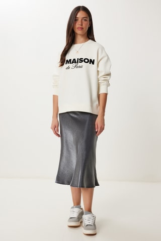 Saia midi - Cinzento-escuro