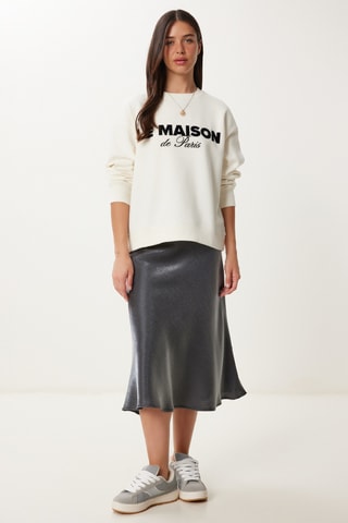 Saia midi - Cinzento-escuro