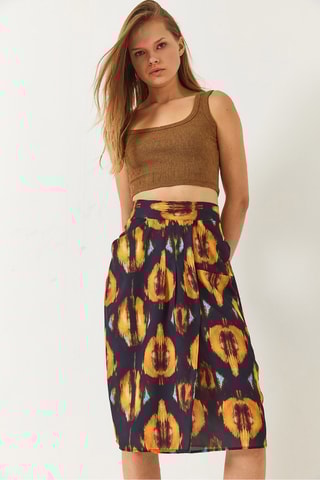 Saia direita de cintura subida - Violeta