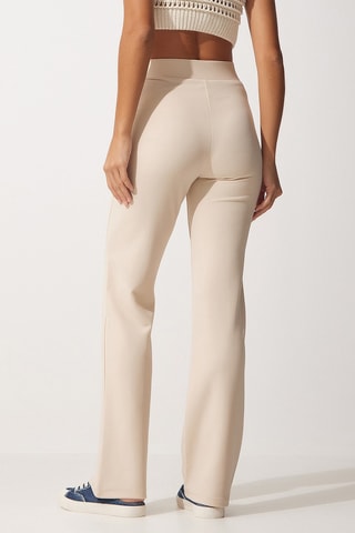 Calças de cintura alta - Nude