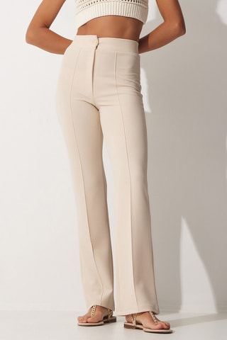Calças de cintura alta - Nude