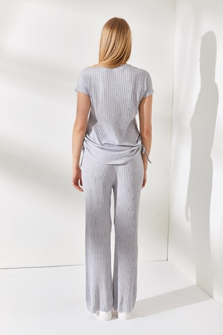 Top e calças palazzo - Cinzento-claro