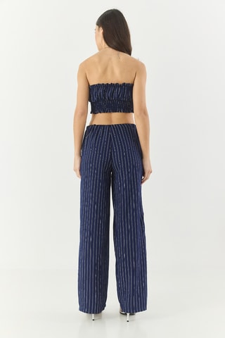 Crop top caicai e calças wide legs - Azul-marinho