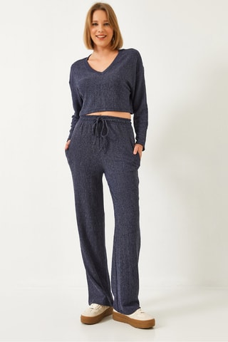 Crop top e calças - Azul-escuro