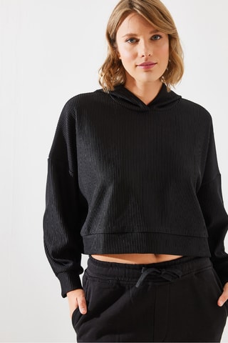 Sweat curta com capuz - Preto