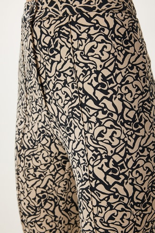 Calças de cintura alta - Preto e bege