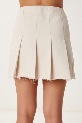 Saia plissada de cintura subida - Nude