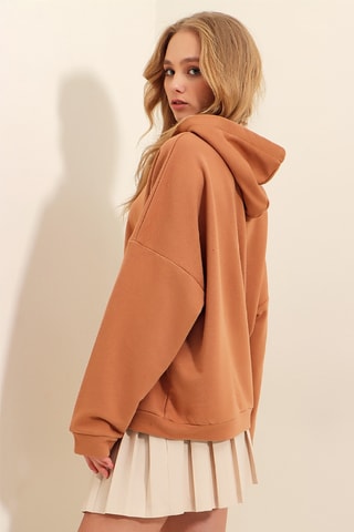 Sweat com capuz - Castanho